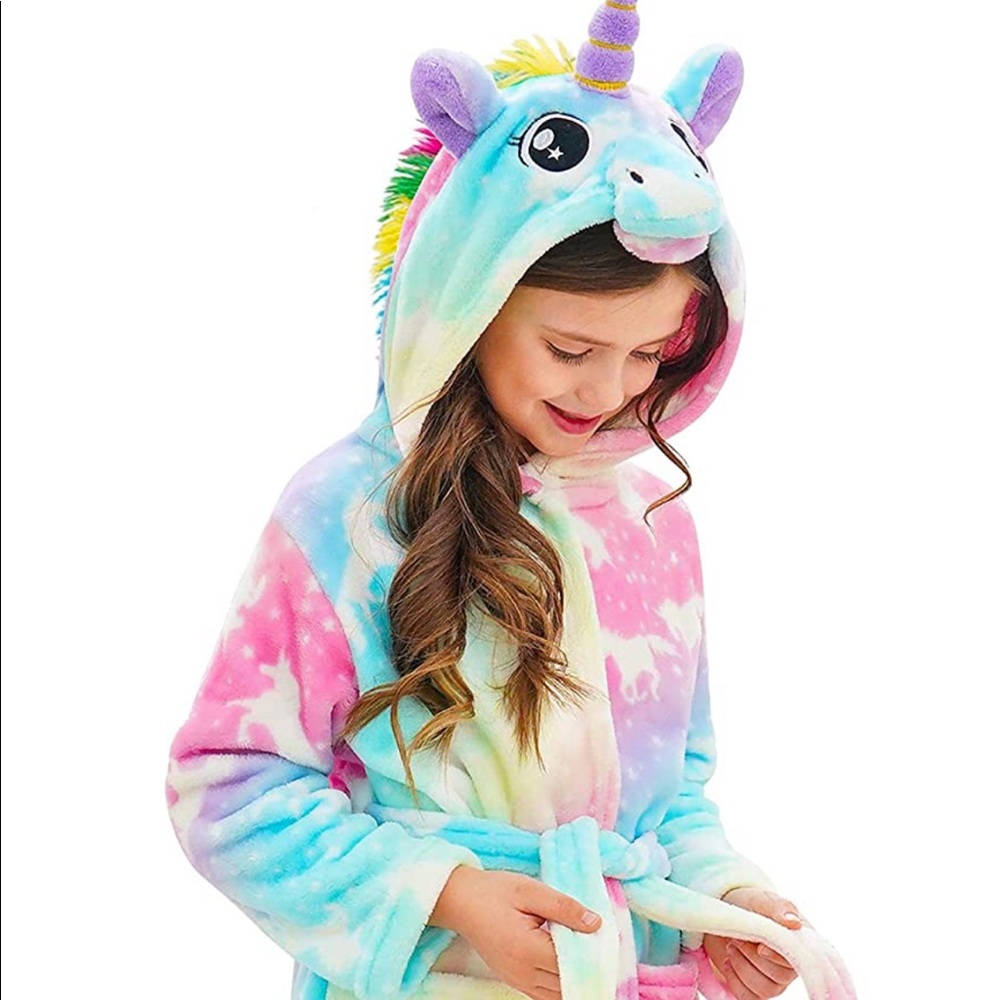 Soft Unicorn Hooded Bathrobe for Girls